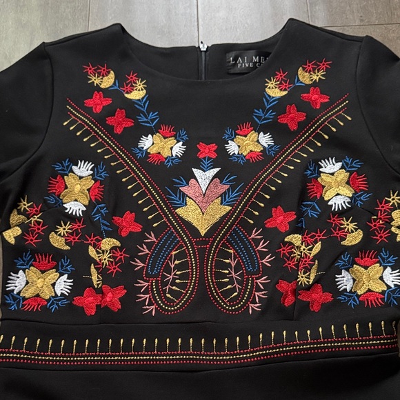 Elegant Black Embroidered Dress - Picture 3 of 6